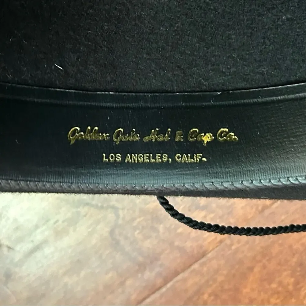 Vintage Golden Gate Hat & Cap Co. Black 100% Wool Western “Bolero”Hat, Size XL